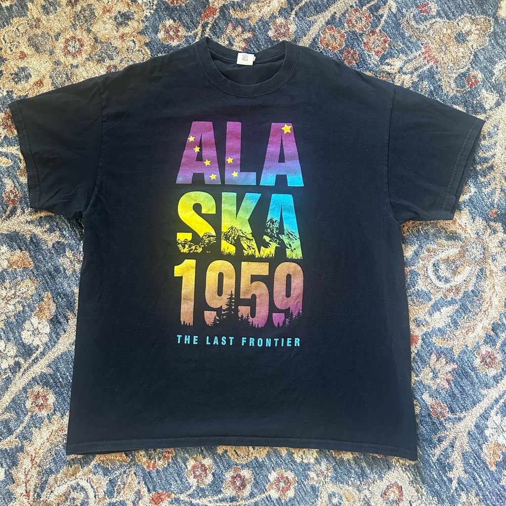 Vintage Gildan Alaska graphic tee in black size XL. Casual and trendy!
